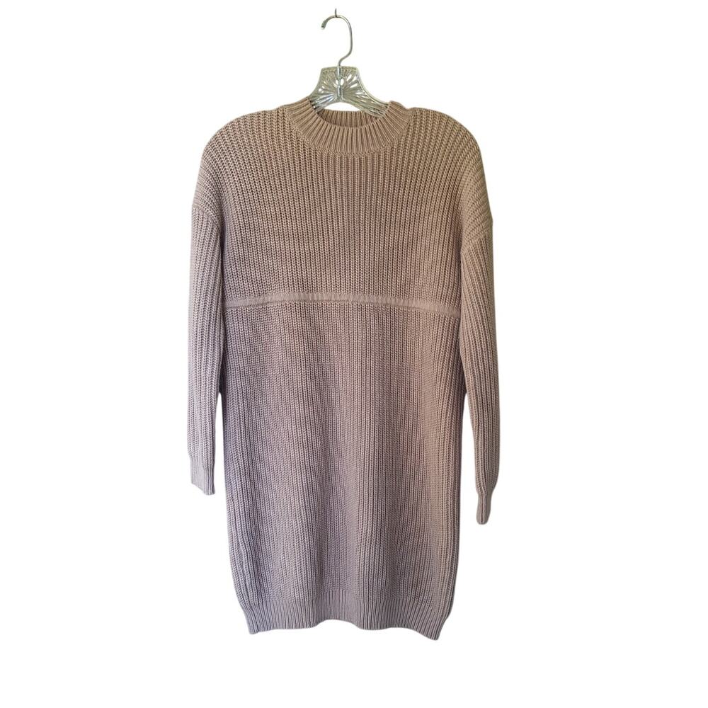 asos Long Sleeves Knit Sweater Dress Crew neck Minimalist Tan Brown Size 4 S